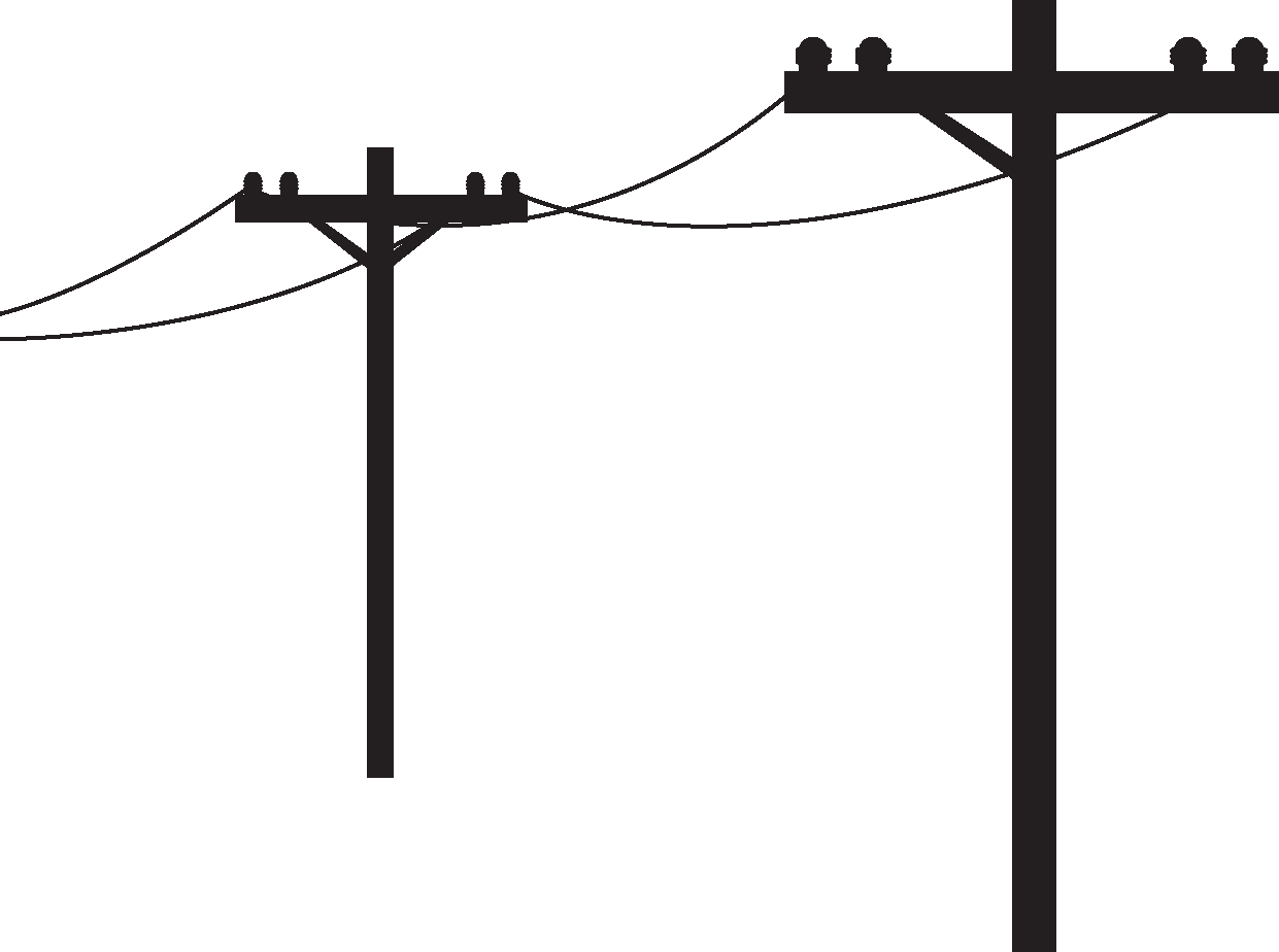 two power poles with electric lines