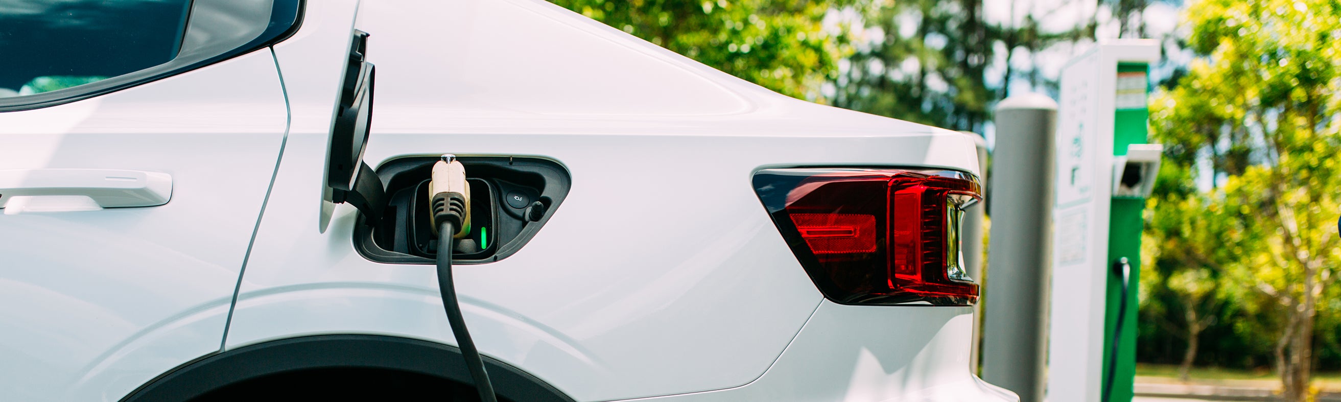 close-up of EV charging port