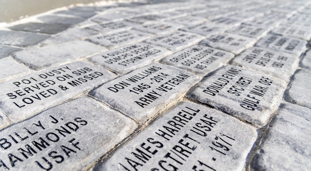 stone pavers engraved with veterans' names