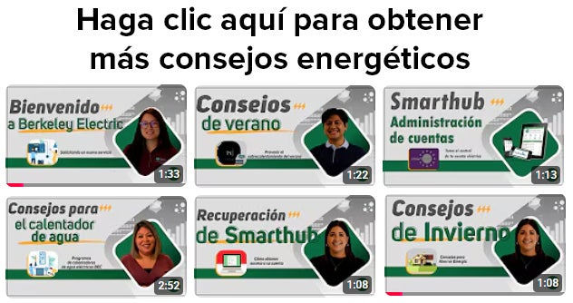 a collection of video thumbnails highlighting energy tips