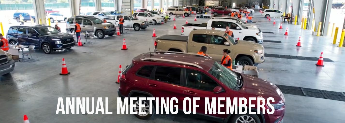 drone photo of annual meeting drive thru voting